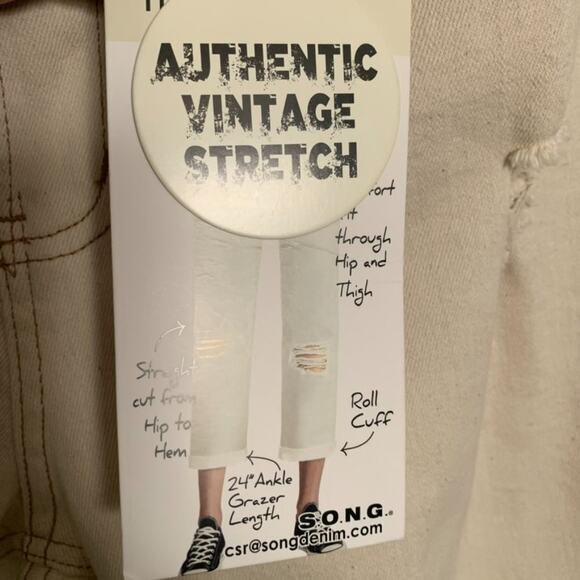 S.O.N.G High Rise Timeless Fit Cream Stretch Jeans - Picture 6 of 15